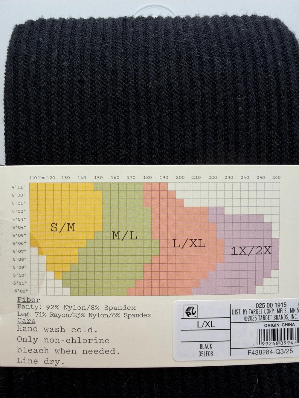 a new day Black Ribbed Sweater Tights